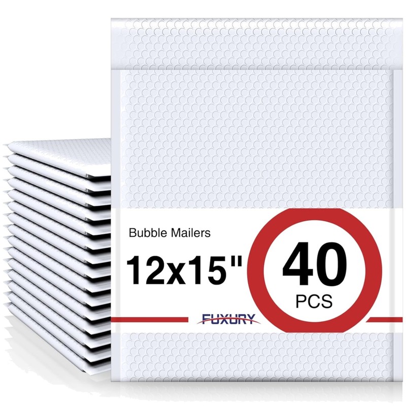 Bubble Mailers 12×15″ White Padded Envelopes 40 Pack Large Bubble Mailer Stro…