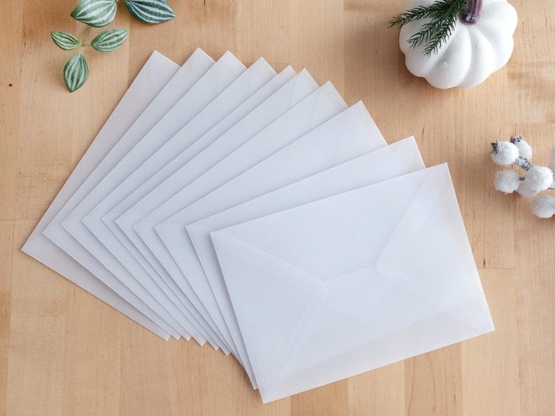 20 PCS Vellum Plain Transparent Envelopes Wedding Invitations 57 Inch A7