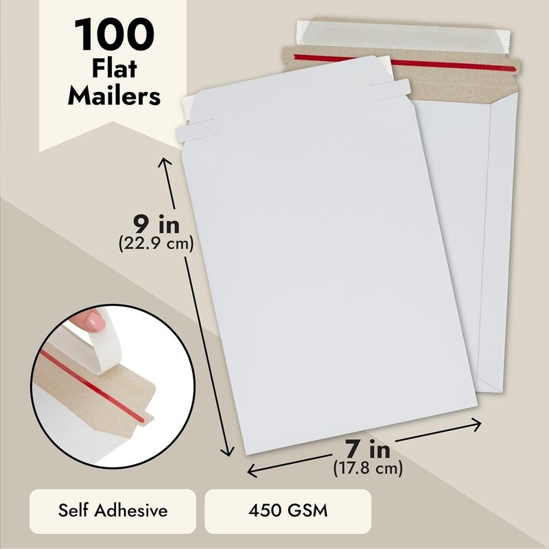 High-Quality Rigid Cardboard Mailers - 100 Pack of 7x9 Peel & Seal Envelopes gallery