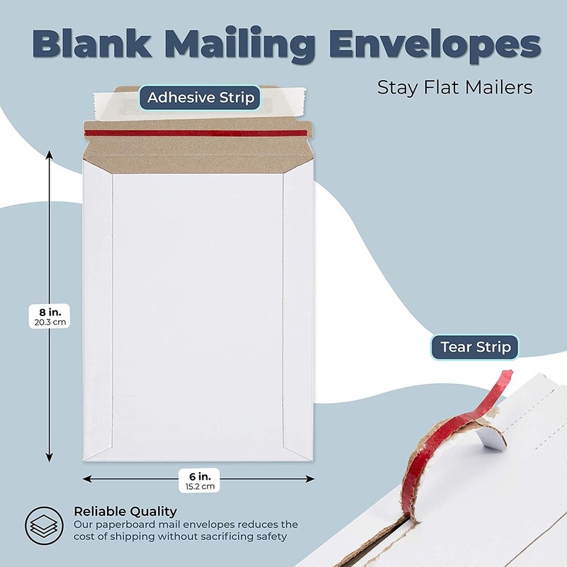 500 - 6" x 8" White CD/DVD Photo Ship Flats Cardboard Envelope Mailer Mailers gallery