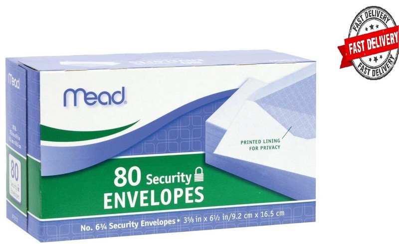 80 Security Envelopes White Letter Mailing Shipping, Confidential 3-5/8”x 6-1/2”