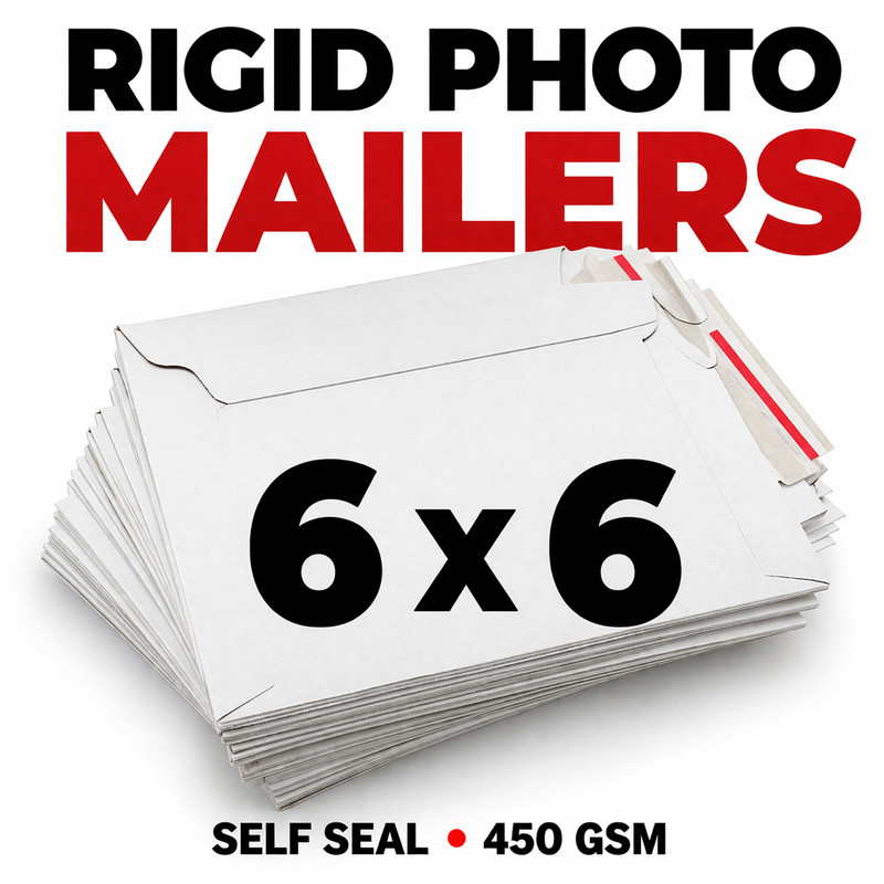6 x 6 Self Seal Rigid Cardboard Photo Mailers Flat Shipping Envelope