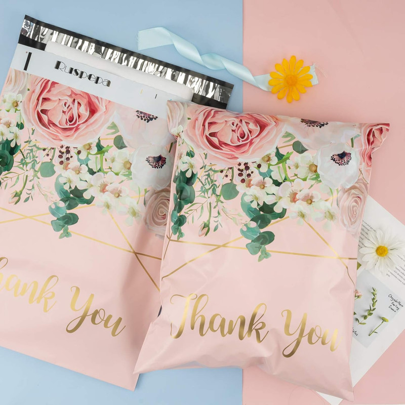 Poly Mailers Shipping Bags Thank You Notes Flowers Surrounded 3 Mil Heavy Duty S gallery