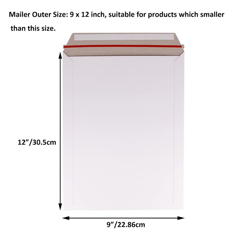 100 Pack 9X12 inch Self Seal Photo Document Mailers Stay Flat White Cardboard... gallery