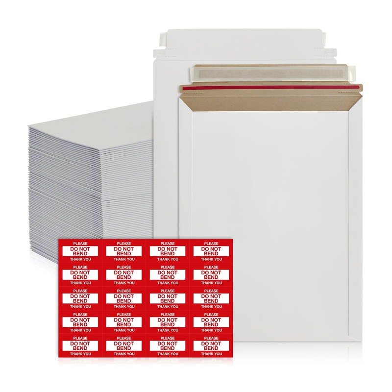 125 PCS 6x8 Inch Self Seal Rigid Mailers White Cardboard 420 GSM & #1 Box