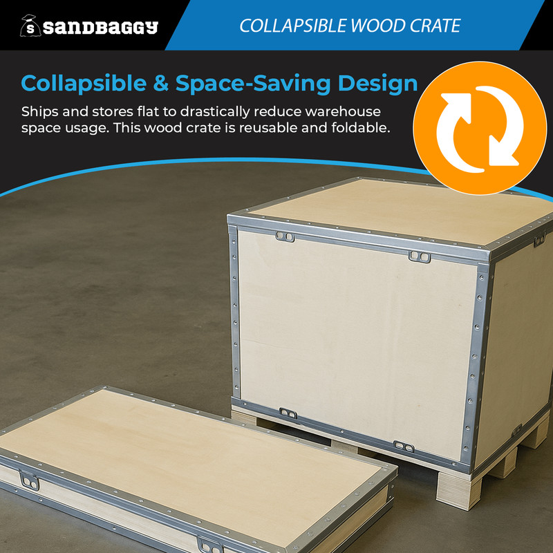 Collapsible Wood Crate with Lid (24" x 20" x 20") - Sandbaggy gallery
