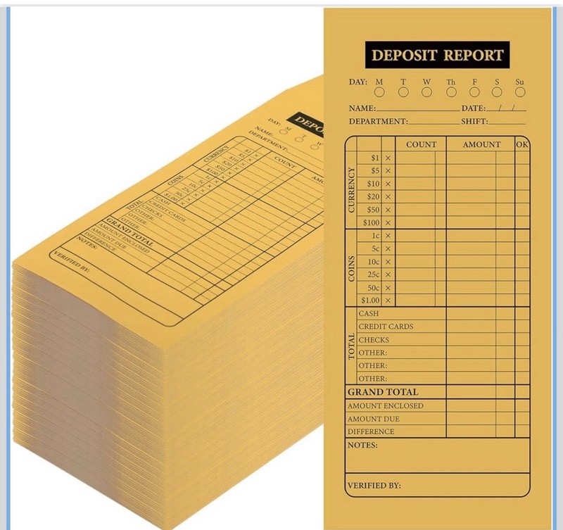 Qilery Cash Deposit Envelopes Bulk 4 1/8” x 9 One Size Yellow Open Box
