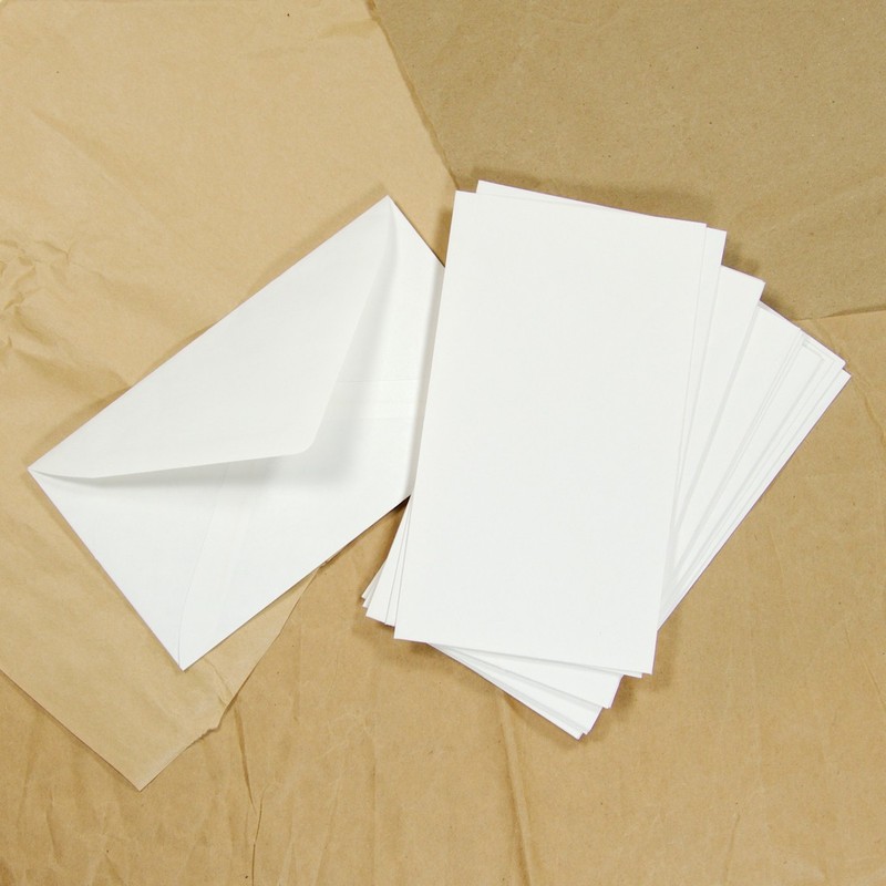 6.45 x 3.6″ Round Flap Blank Mailing Envelopes Unlined Plain Vintage White Paper