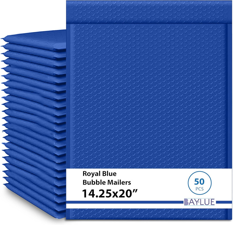 Royal Blue 14.25X20 Inch Poly Bubble Mailers #7 | Self Seal Large Padded Envelop