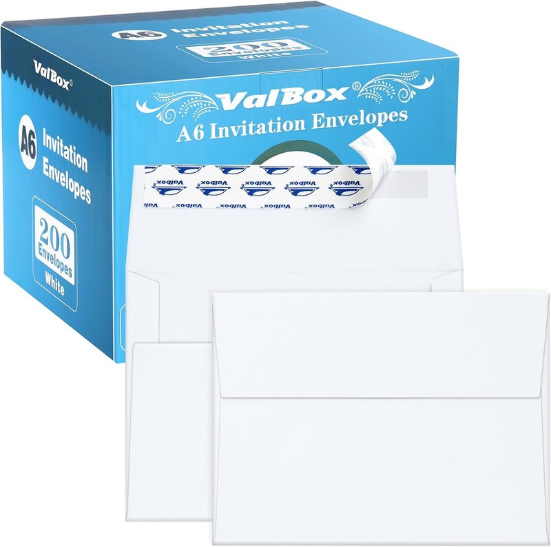 A6 Envelopes Self Seal 6.5 x 4.75″ White Kraft Paper Invitation Envelopes for…