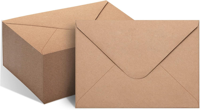 50 Sobres A7 Para Invitaciones Sobres Kraft 5X7 Con Solapa En V Ideal Graduacion