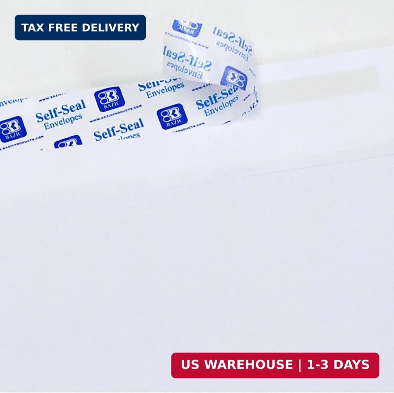 BAZIC Products No. 6.75 Self-Seal White Envelopes, 100 Count gallery