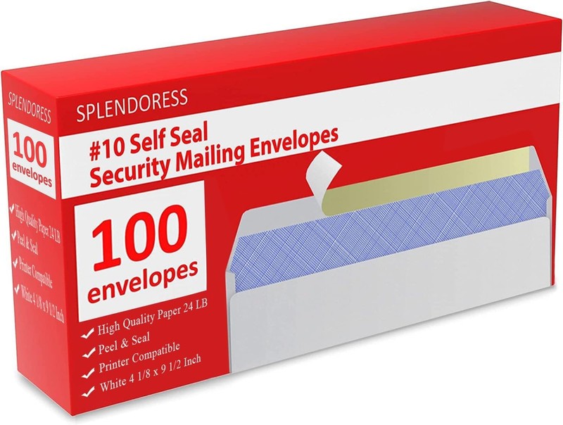 100 Self Seal Business Envelopes with Security Tint - White, No Window, 4-1/8... gallery