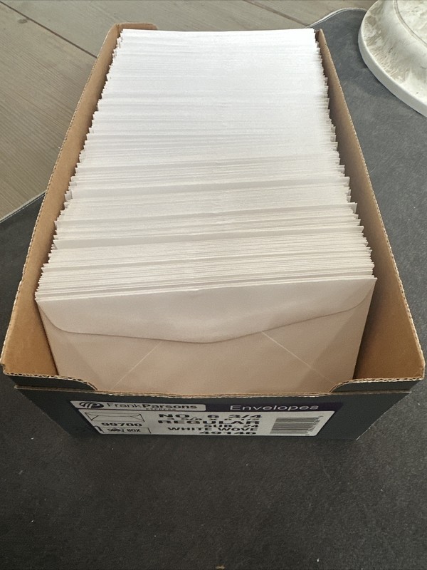 Frank Parsons 3-5/8" X 6-1/2" # 6-3/4 Envelopes 317 Count White Woven