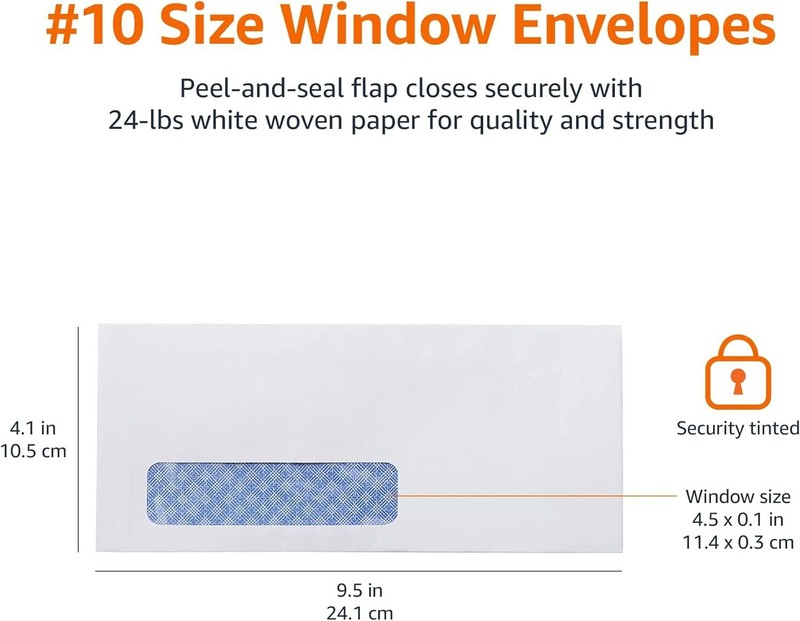 500-Pack Security-Tinted Self-Seal Business Envelopes with Left Window, White gallery
