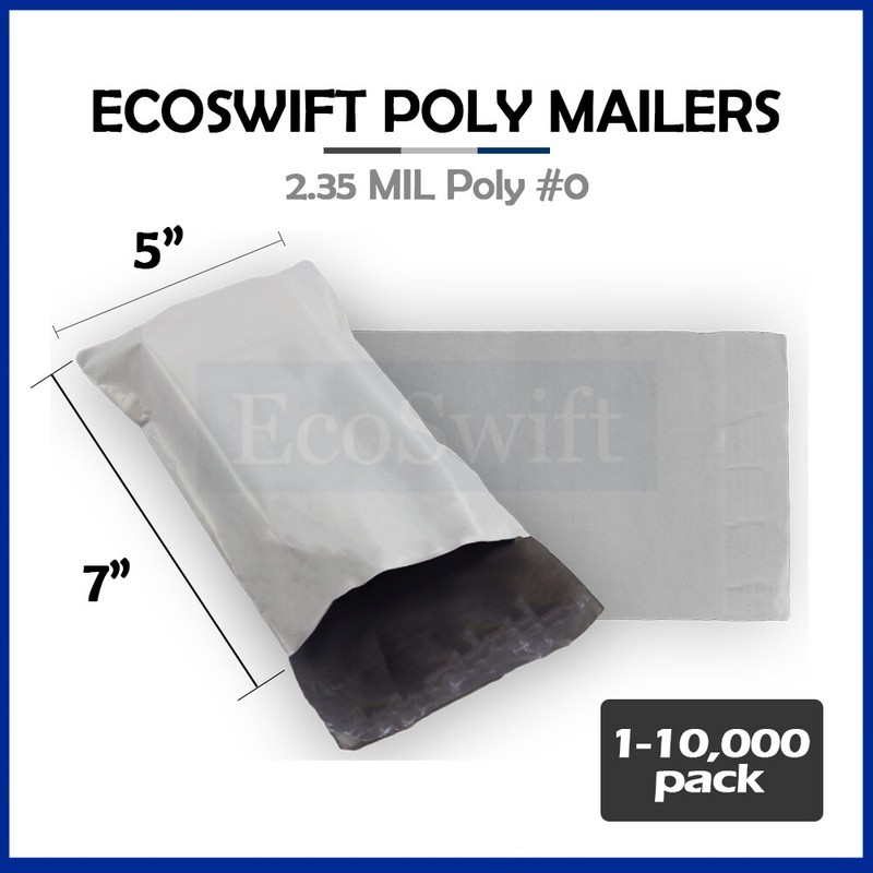 1-10000 5 x 7 “EcoSwift” Poly Mailers Envelopes Plastic Shipping Bags 2.35 MIL