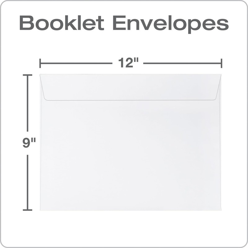 Park Open-Side Booklet Envelope, Gummed, White, 9 x 12, 250 per Box, (37682) gallery