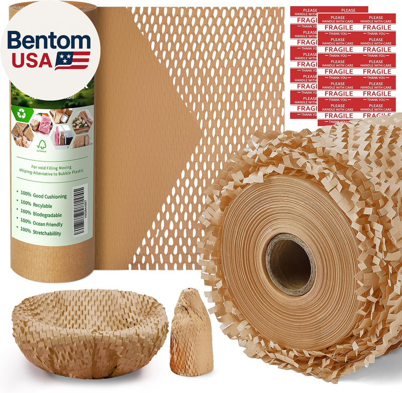 Honeycomb Packing Paper,12″ W X 200′ L Bubble Cushioning Wrap for Packing Moving