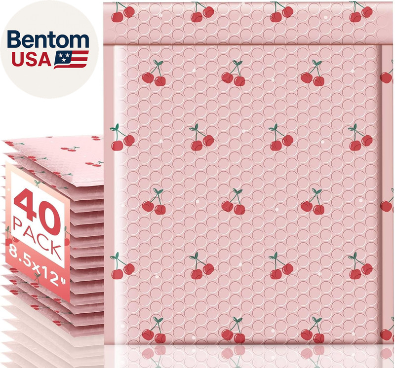 Bubble Mailers 8.5X11″ 40 Pack Cherry Cute Padded Envelopes Strong Adhesion Medi