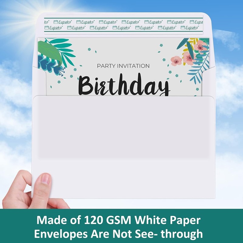 Durable A2 White Invitation Envelopes - Self-Seal 100 Count for All Occasions gallery