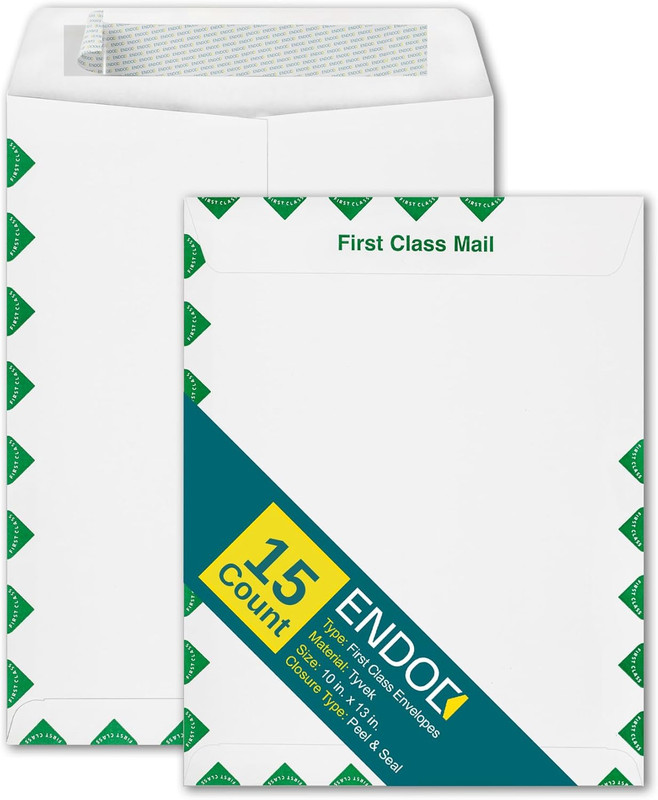 Tyvek First Class Mailing Envelopes 10X13, Tear & Moisture Resistant Constructio