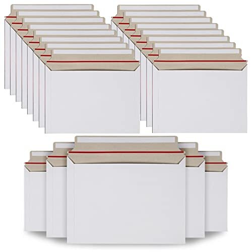 100PCS Stay Flat Mailers Reusable Cardboard Envelopes 6×10 Inch Self-Seal Mai…