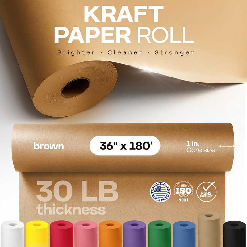 IDL Packaging Brown Kraft Paper Roll 36" X 2160" (180 Feet), 30Lb Thickness - Us gallery