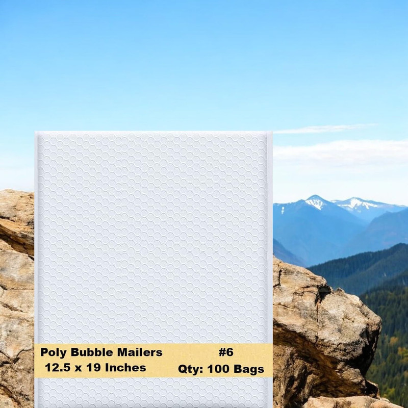 12.5X19 Inches White Poly Bubble Bag, 100-Pack Large Size #6 Self Seal Poly Bubb gallery