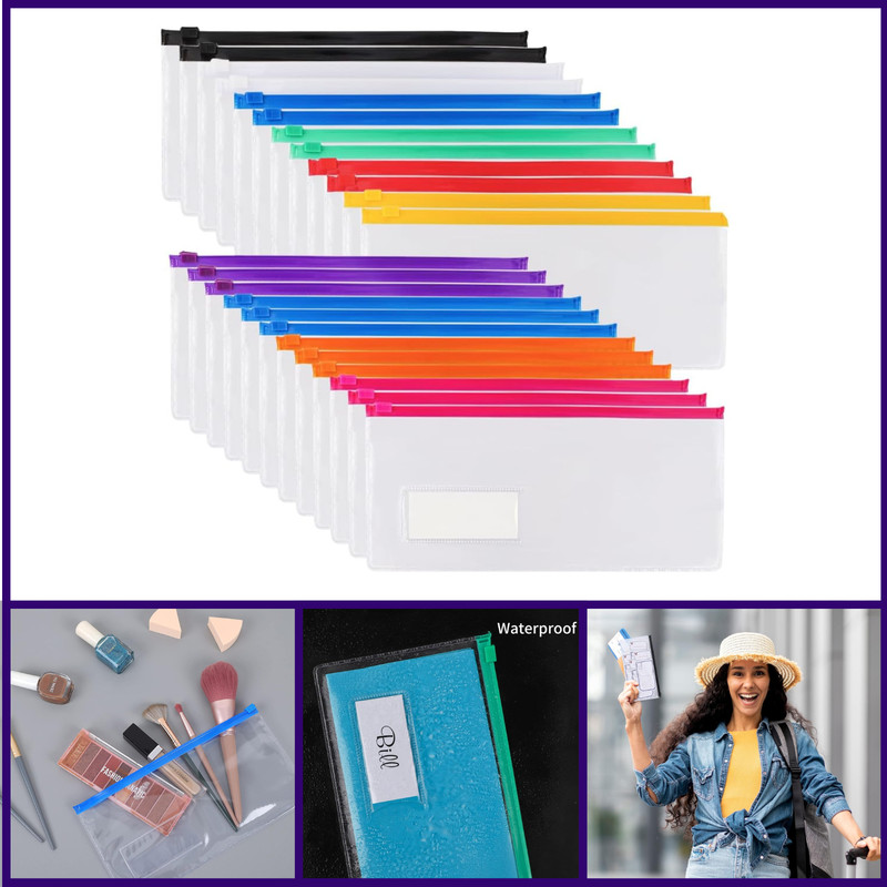 EOOUT 24pcs Poly Zip Envelope, Plastic Envelope, Reusable Envelopes, 9 x 4.7 Inc