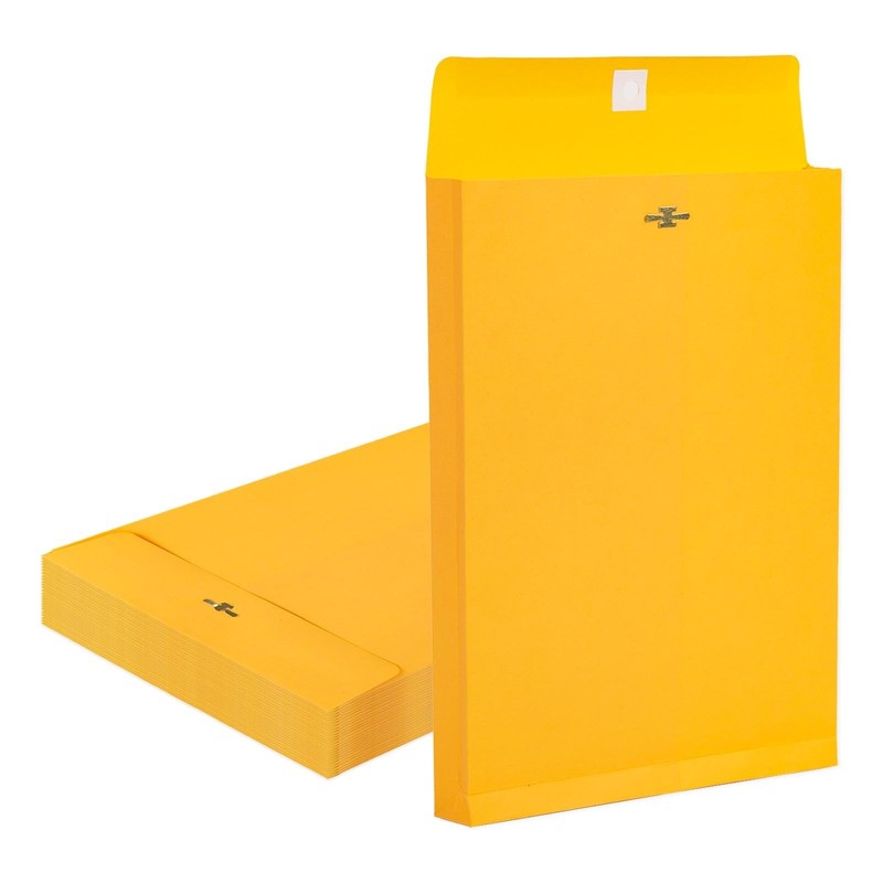Expandable Large Manilla Envelopes 10×13 with Clasp and 10×13, Yellow-25 pack