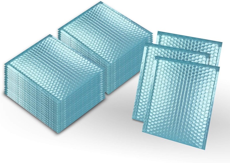 250 #0 6.5×9 Aqua ICE BLUE Metallic Bubble Mailers Padded Envelopes