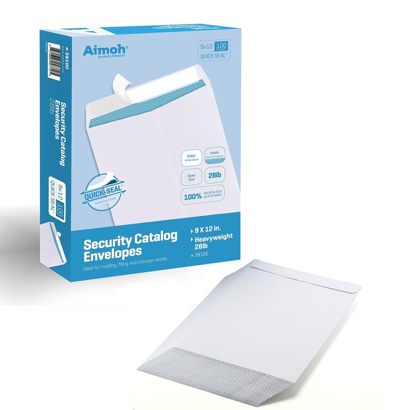 100 9 x 12 SELF Seal Security White Catalog Envelopes - 28lb - Security Tinte... gallery