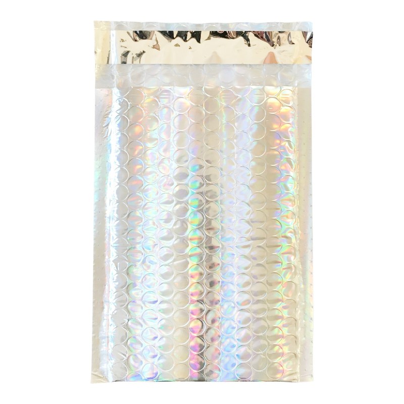250 #000 Holographic Metallic Bubble Mailers Envelopes Bags 4×8 Bags 4.5″ Wide