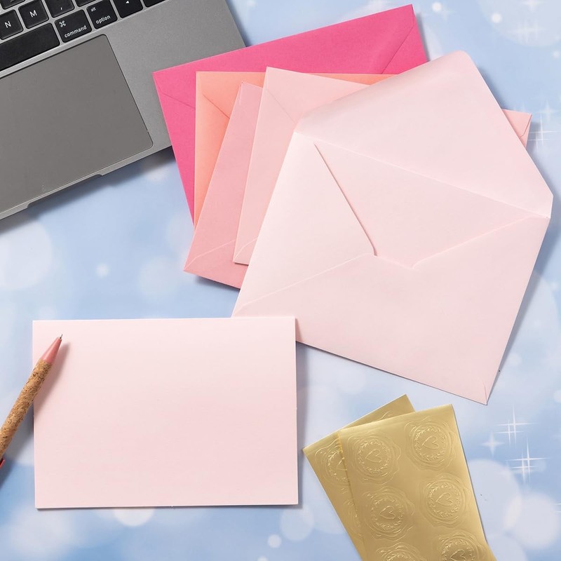 Toperd 50 Pack Pink A6 Envelopes Blank Cards Set Envelopes 5 Colors 4X6 gallery
