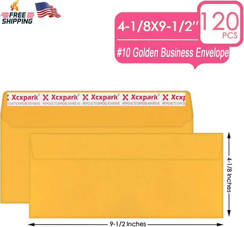Xxcxpark 120 PCS #10 Golden Self Seal Kraft 4-1/8 X 9-1/2 Inches Security Envelo gallery