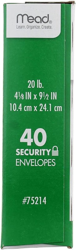1 Mead 75214 #10 4 1/8 X 9 1/2 Gummed Closure 40 count white envelope gallery