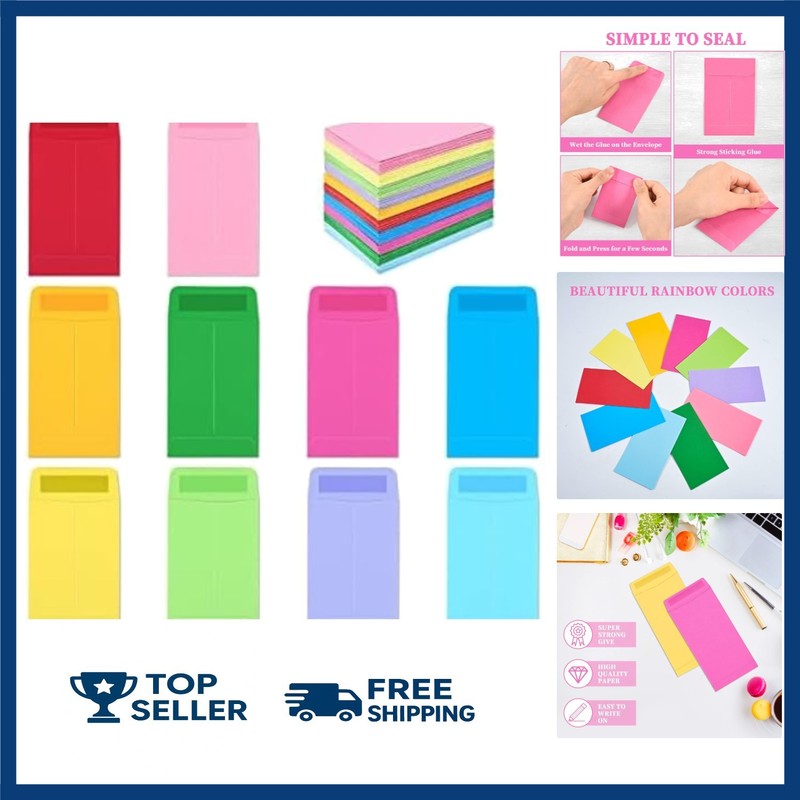 100 Pack Colorful Small Envelopes – Ideal for Crafting and Gardening Needs