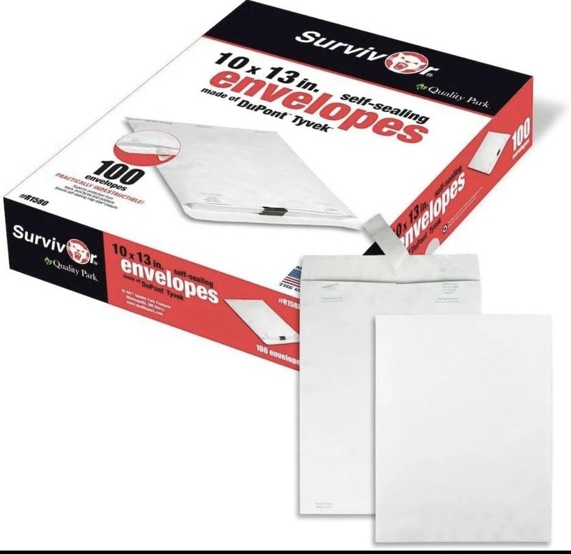 Quality Park Tyvek Envelopes, 10″ x 13″, White, Box Of 100