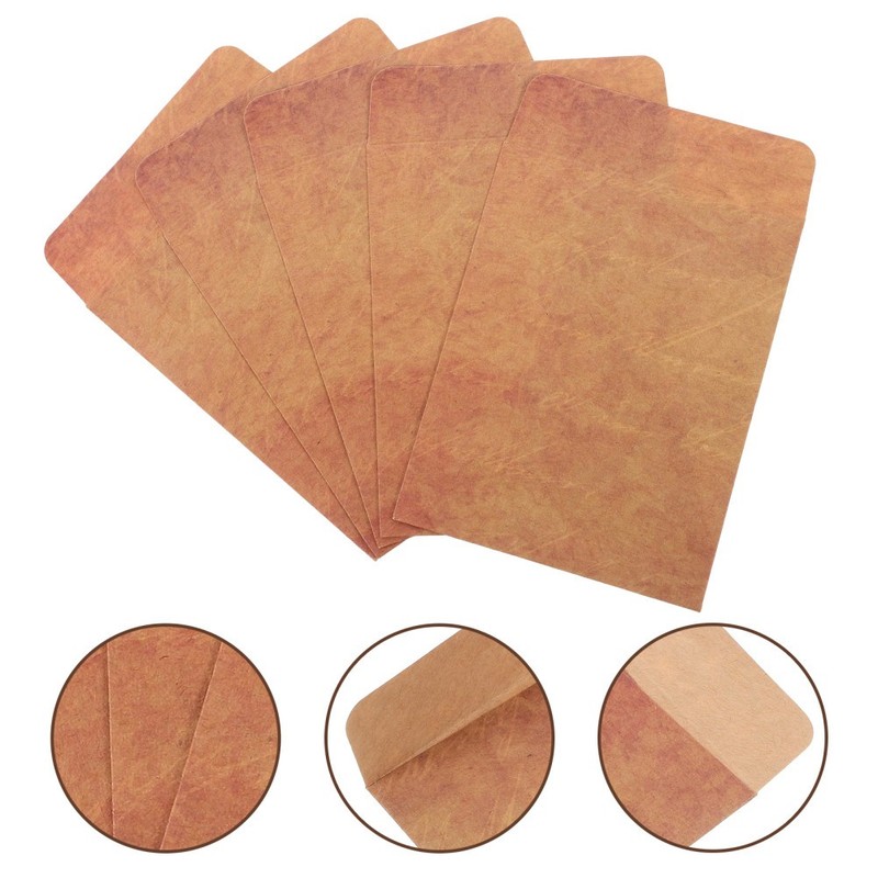 50Pcs Small Paper Envelopes Light Brown Vintage Storage Envelopes for