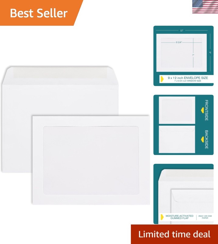 Versatile 50 Pack of 9x12 Full View Window Envelopes - Perfect for Any Occasion