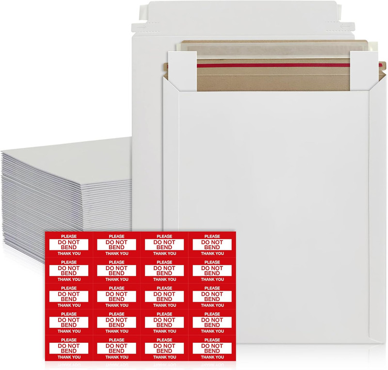 Rigid Mailers 9X12 Inches with 200 Side Strips for Extra Protection from Bending