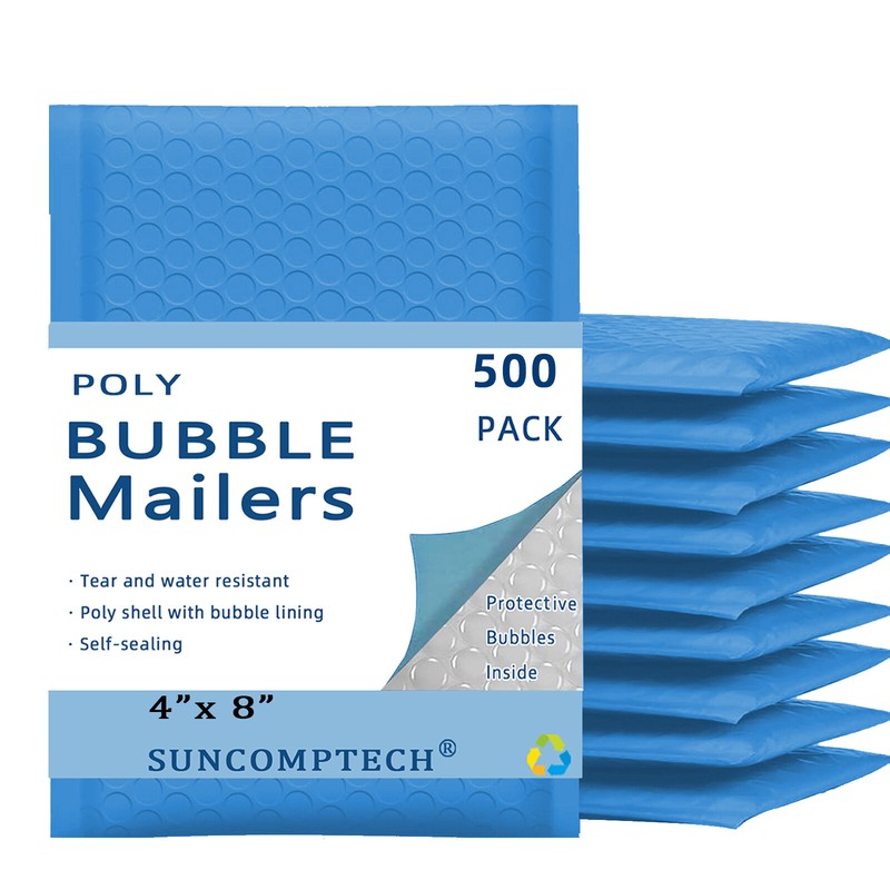 #000 4×8 (4×7) Poly Bubble Padded Envelopes Mailers Shipping Bag LT Blue 500 PCS