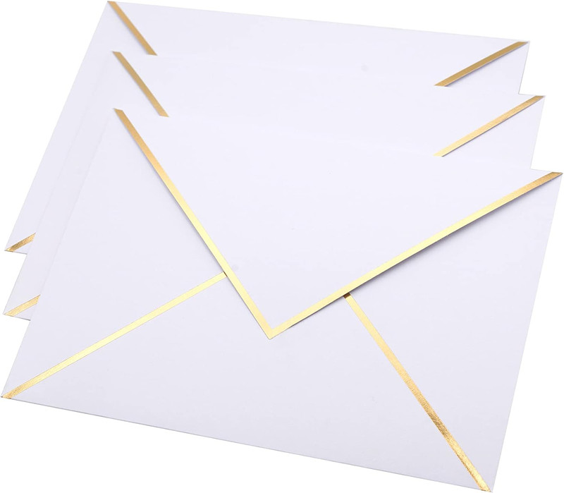 A7 Envelopes - V Flap Foil Border Luxury Mailing Envelopes for 5" X 7" Cards - gallery