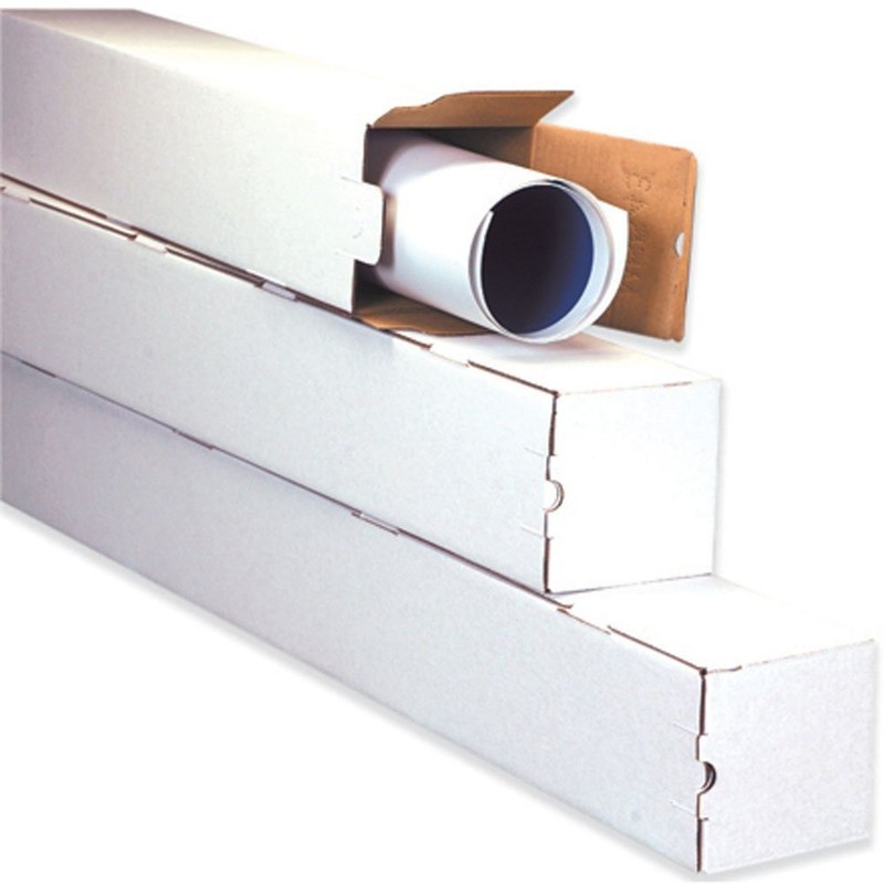 5x5x18 White Box Corrugated Square Mailing Tube Shipping Storage 50 Tubes