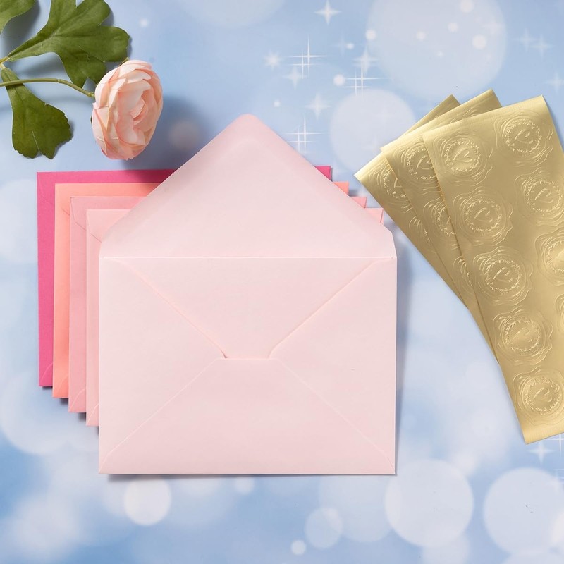 Toperd 50 Pack Pink A6 Envelopes Blank Cards Set Envelopes 5 Colors 4X6 gallery