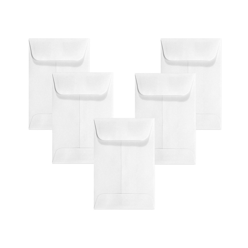 500 PCS #1 Envelopes 21/4×31/2 Inch White Gum Flap Small Parts Coin Seeds
