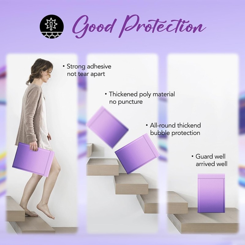 Large Bubble Mailers Bags 10.5x16 240pc Padded Envelope 10.5x15 Gradient Purple gallery