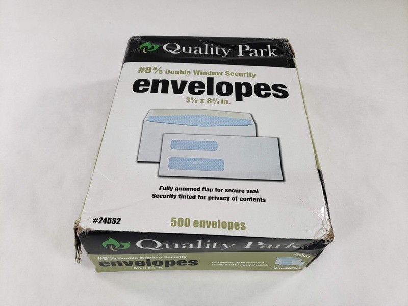Pack Of 500 Quality Park Double Window Security Check Envelope 24532