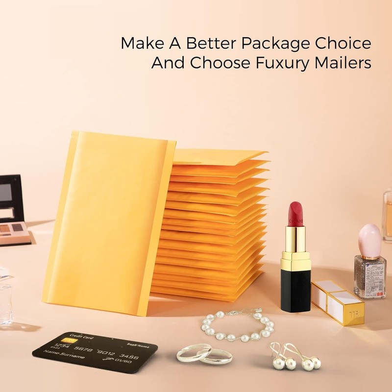 Vibrant Yellow Padded Bubble Mailers 4x8” - 50 Pack for Safe & Stylish Shipping gallery