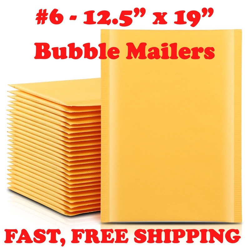 #6 12.5×19 KRAFT BUBBLE MAILERS SEAL SHIPPING BAGS ENVELOPES PADDED (12.5×18)